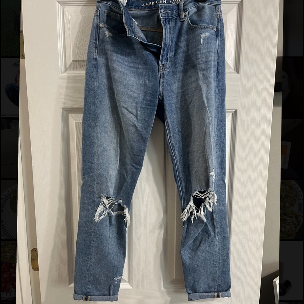 American Eagle High Waisted Distressed Mom Jeans